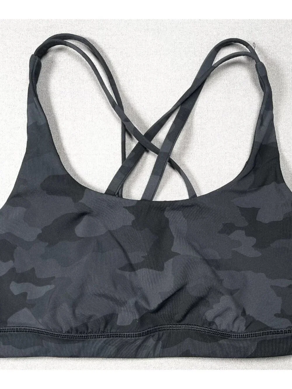 Lululemon Energy Black Camo Print Medium Support Athletic Bra - Women Size 8